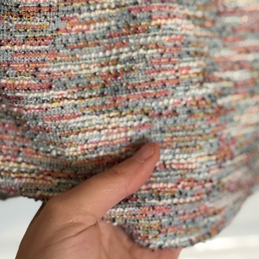 LOFT Ann Taylor Colorful Tweed Short Twist Sleeve Knit Top - Casual Workwear - Picture 10 of 14